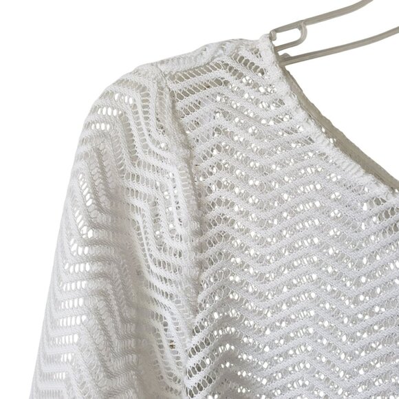 Laundry by Shelli Segal White Sheer Mesh Long Sleeve Swim Cover Up Top Shirt 10 - Picture 6 of 9